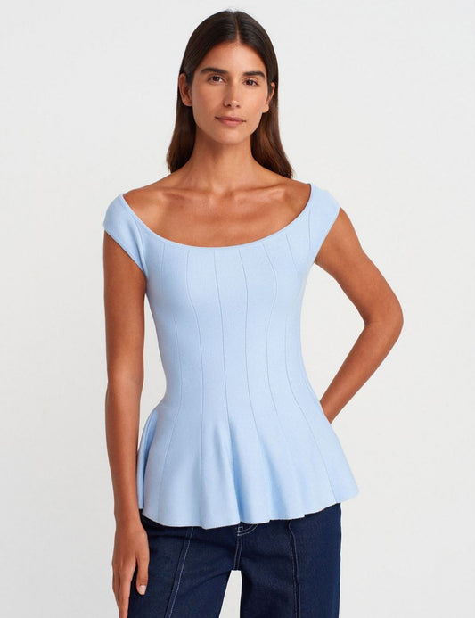 BABY BLUE PEPLUM TOP(Made in Turkey 🇹🇷)