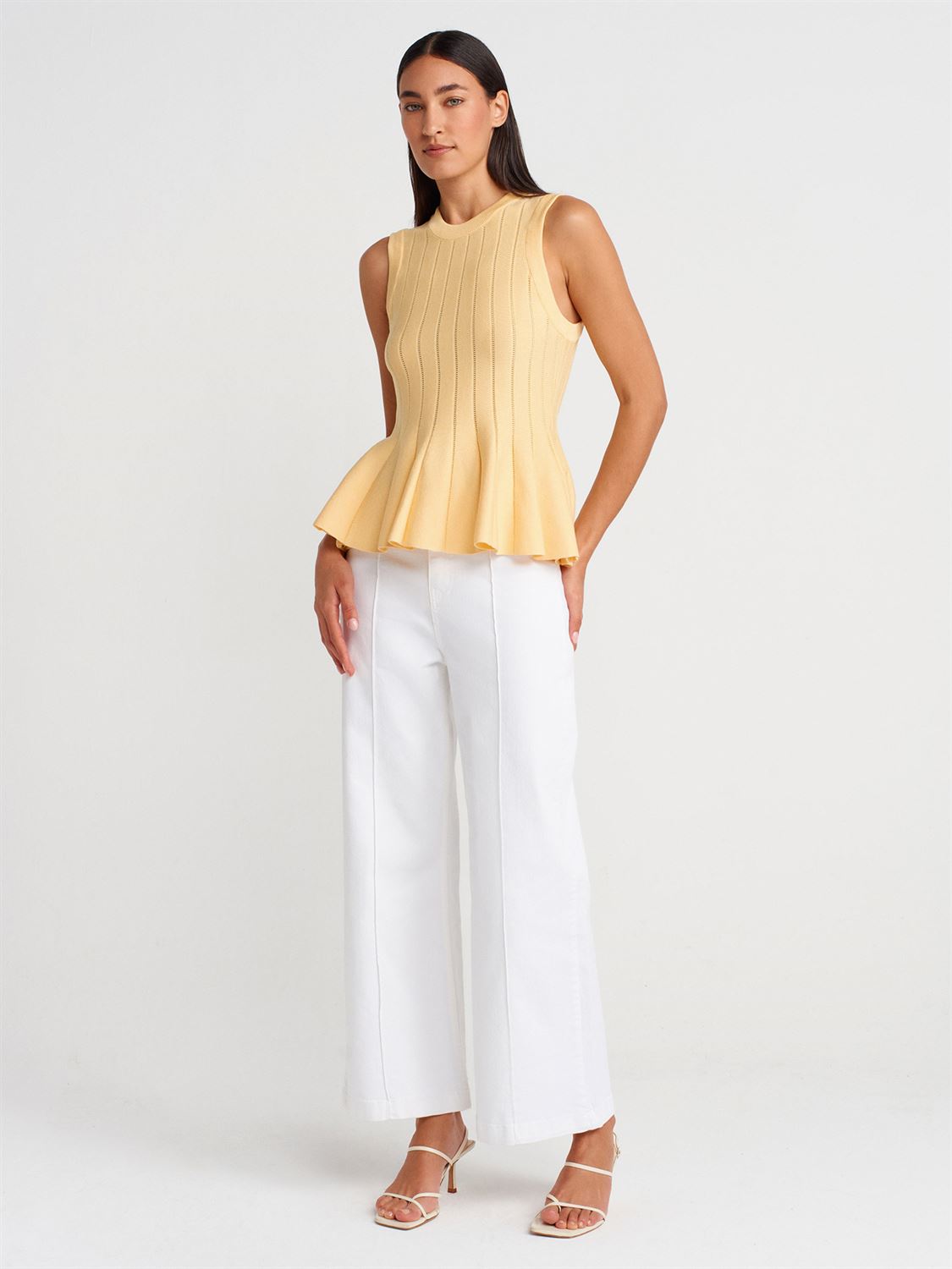 PEPLUM RIBBED KNIT TANK TOP(Made in Turkey 🇹🇷)