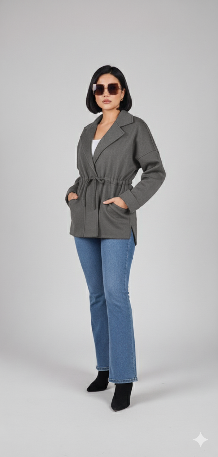 WOOL JACKET WITH ADJUSTABLE WAIST