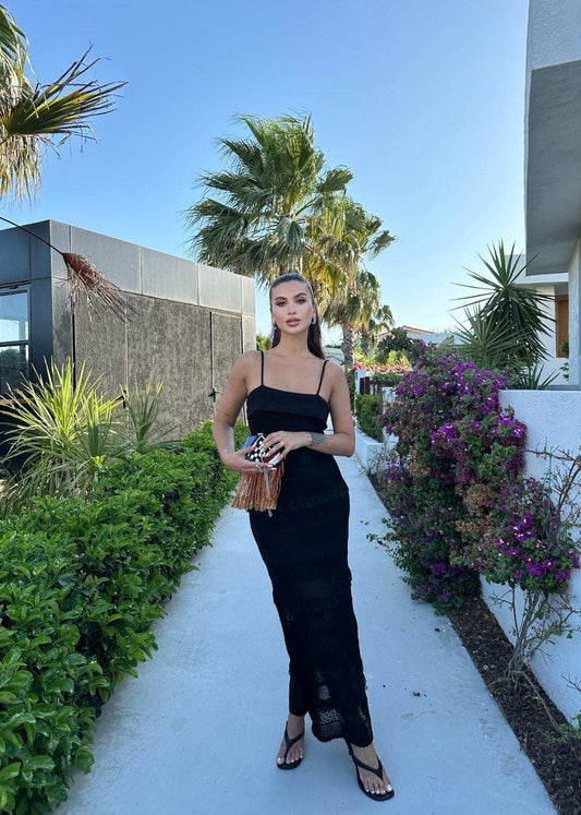 BLACK CROCHET MAXI DRESS (MADE IN Turkey 🇹🇷)