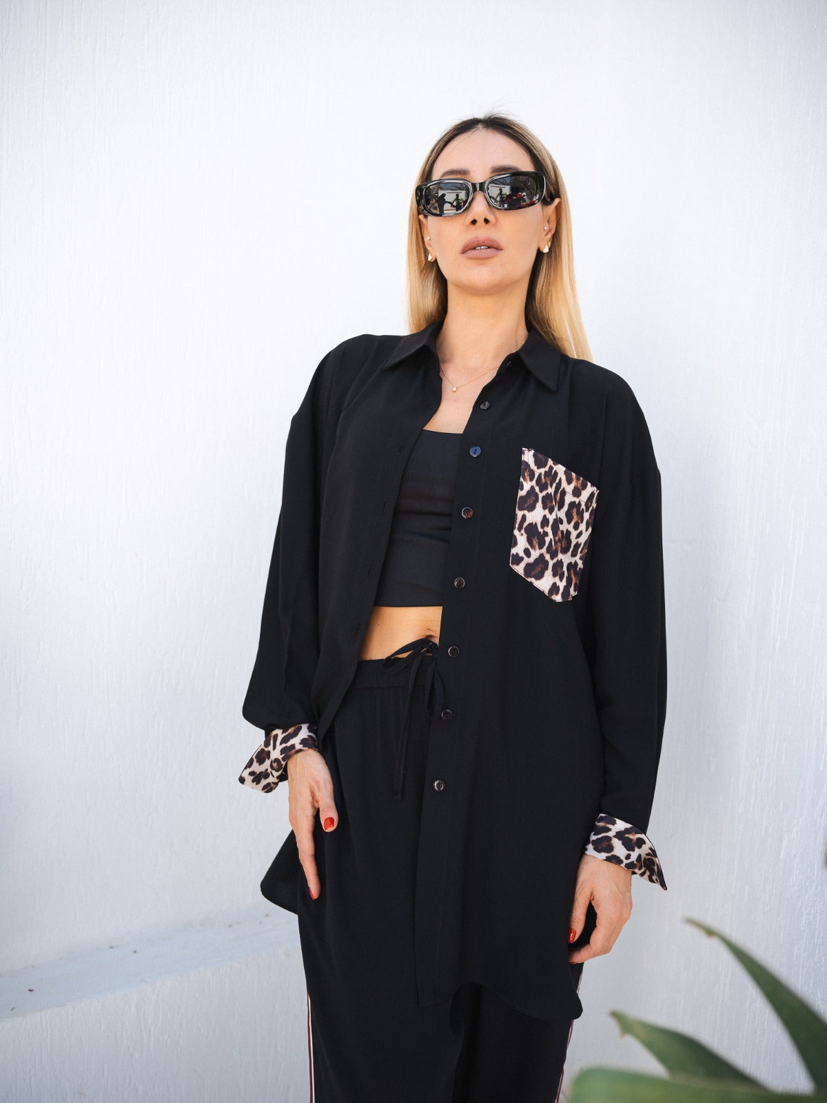 BLACK LEOPARD SHIRT