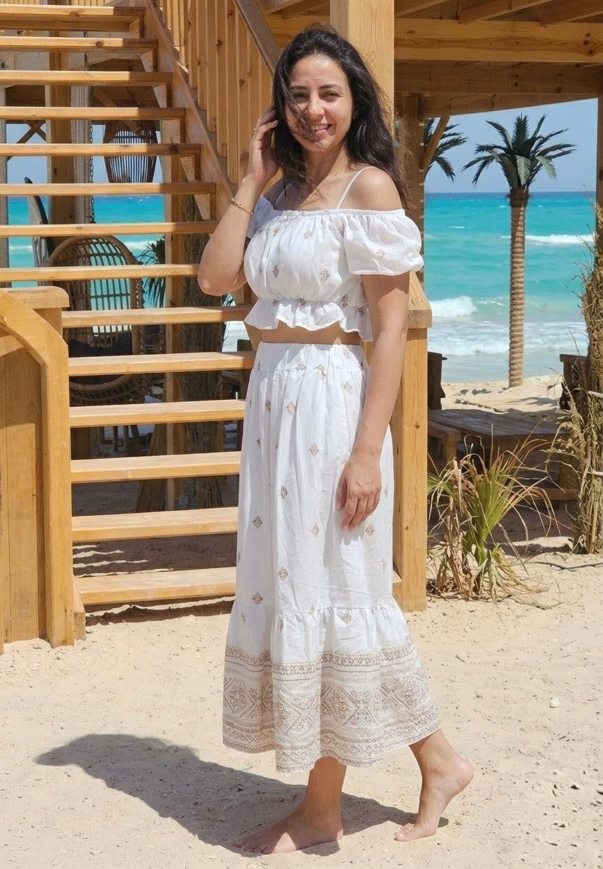 BEIGE & WHITE 2 PIECES SET