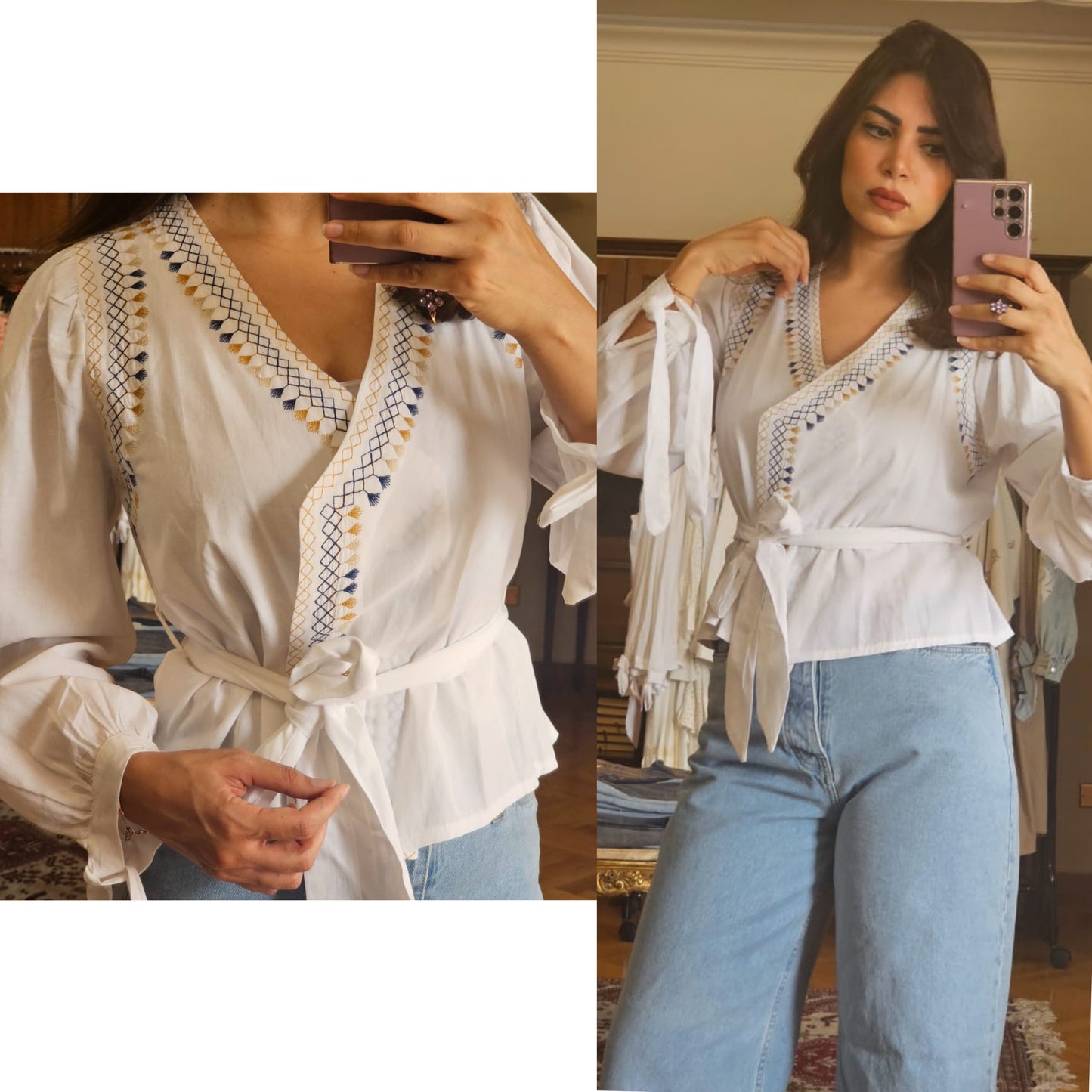 SERMA EMBROIDERY WHITE BLOUSE