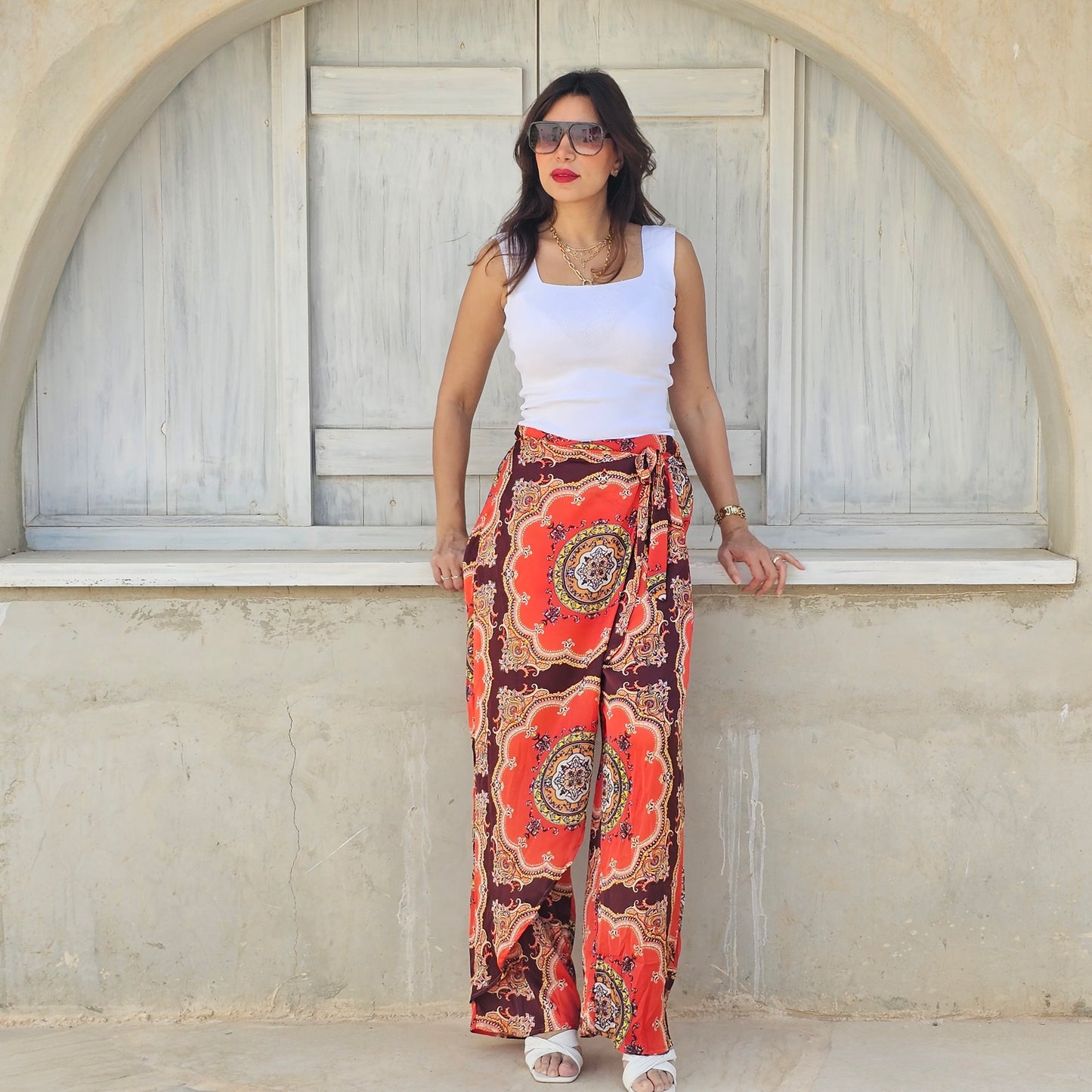 SATIN SKIRT OVERLAY PANTS