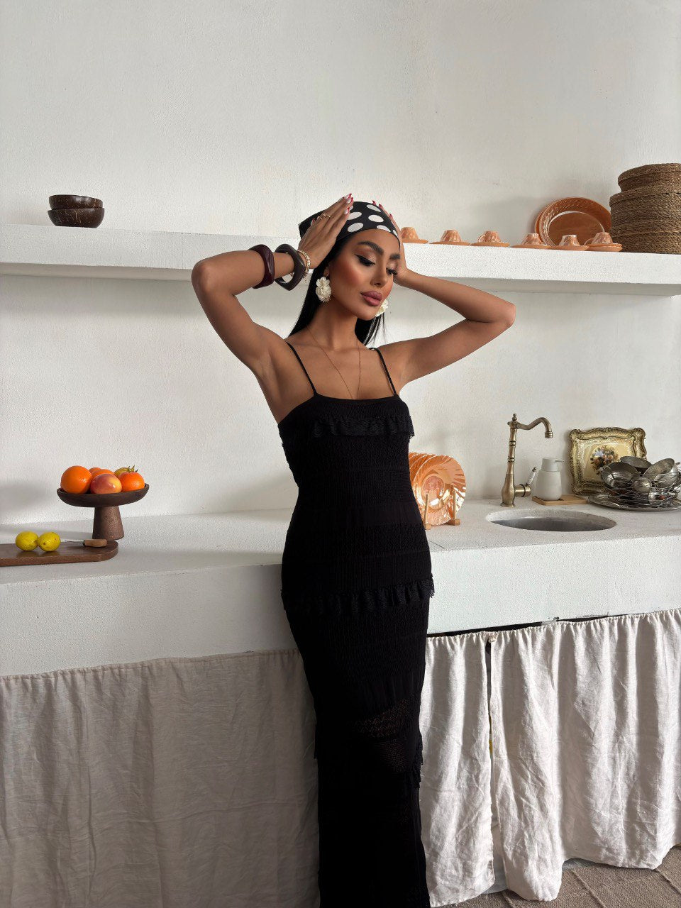 BLACK CROCHET MAXI DRESS (MADE IN Turkey 🇹🇷)