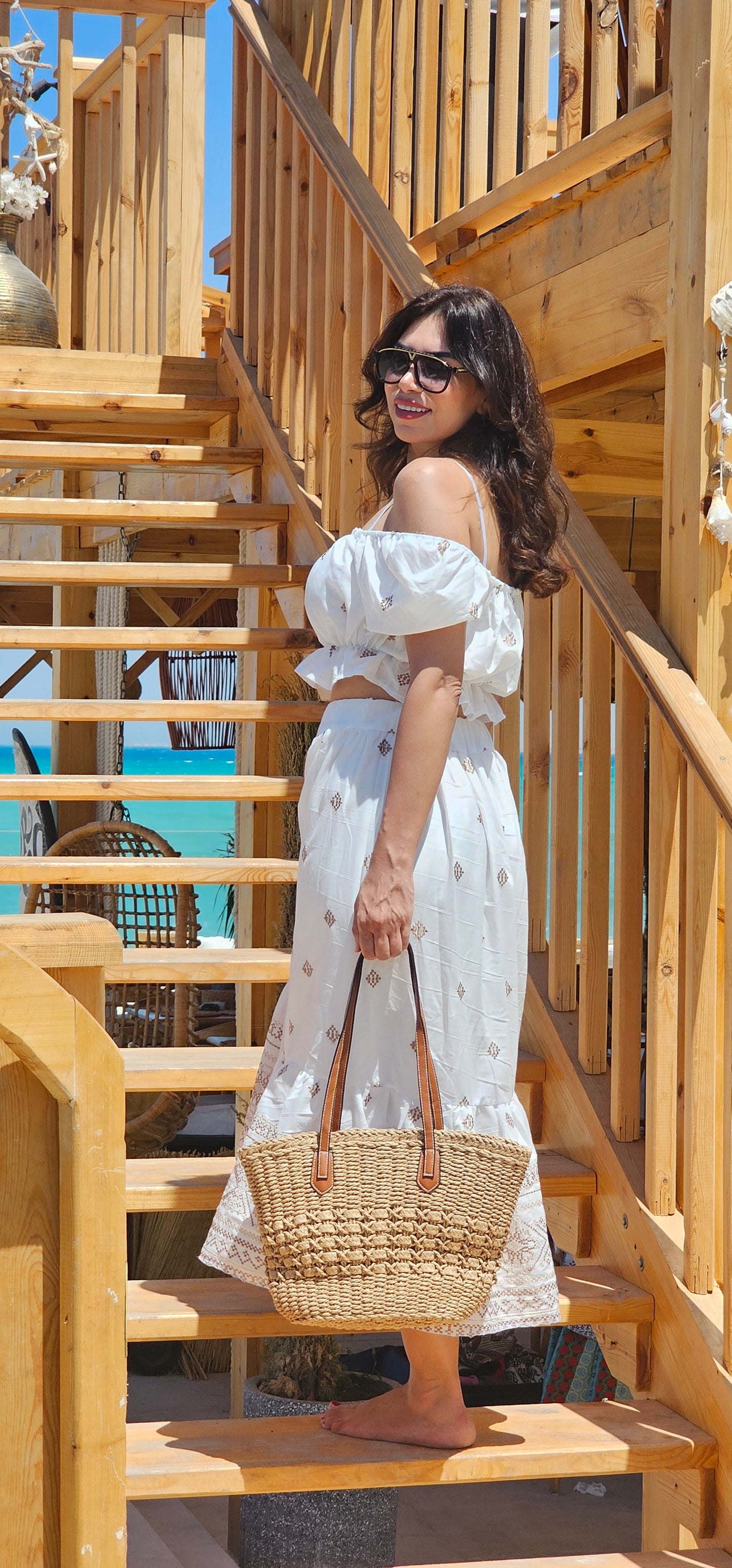 BEIGE & WHITE 2 PIECES SET