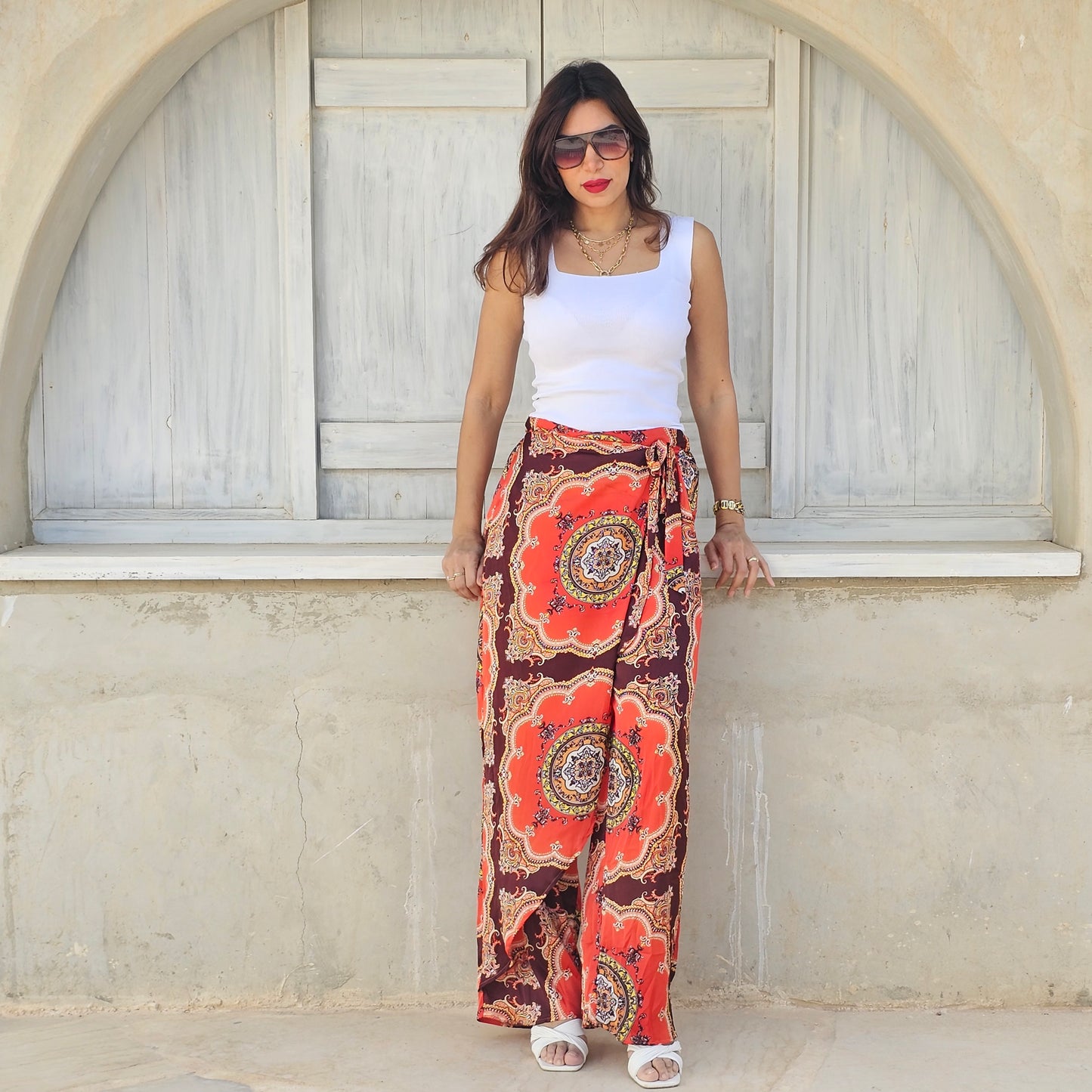 SATIN SKIRT OVERLAY PANTS