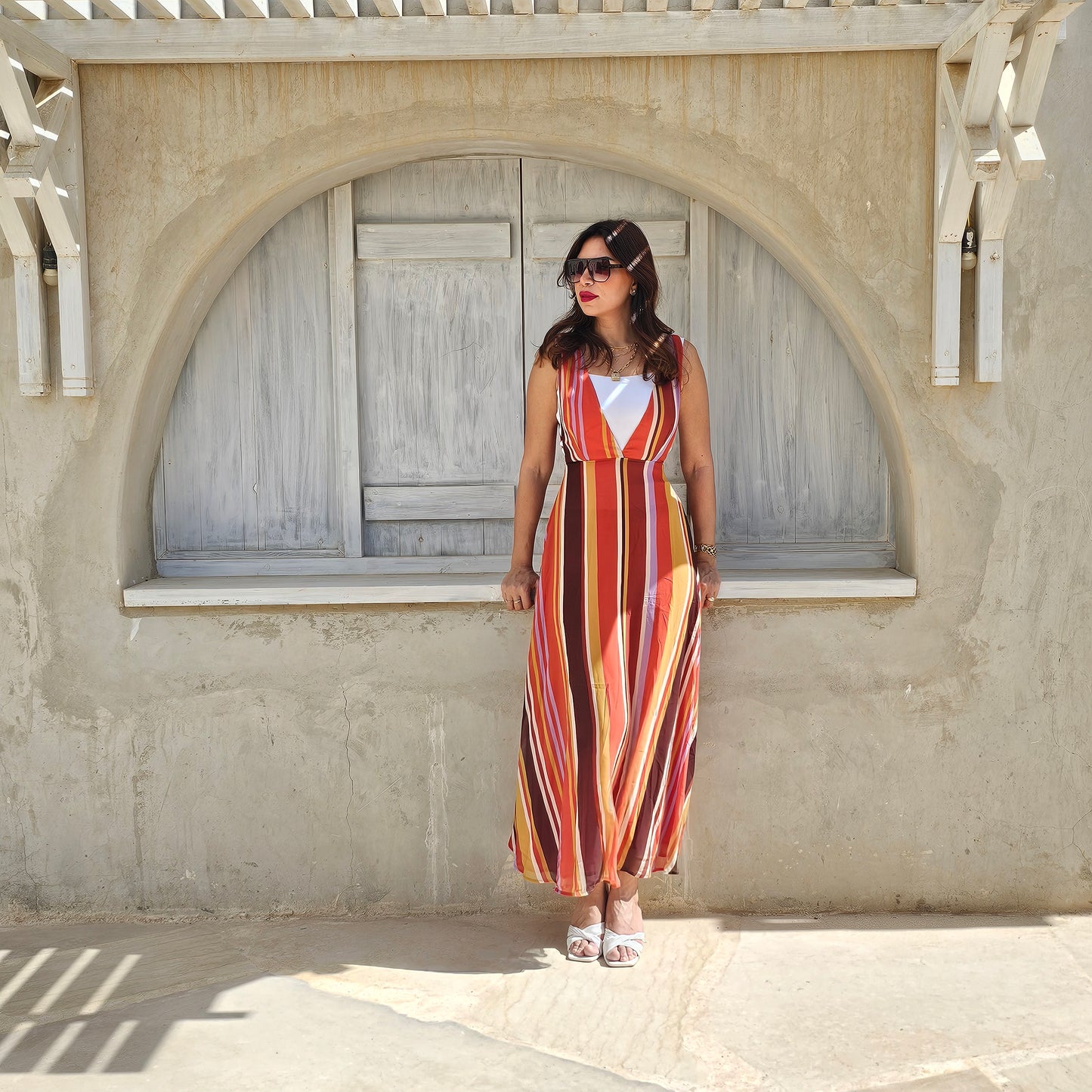 STRIPES CHIFFON DRESS