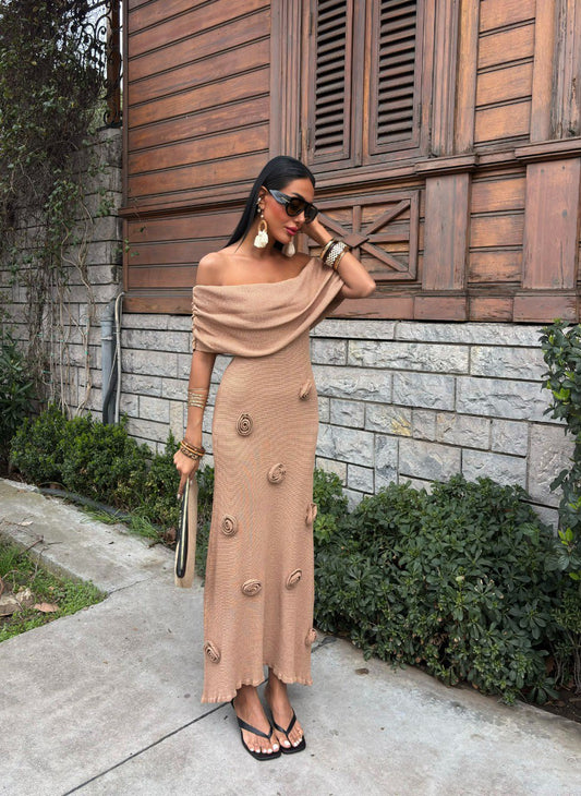 DESERT BLOOM OFF-SHOULDER SHOULDER DRESS(Made in Turkey 🇹🇷)