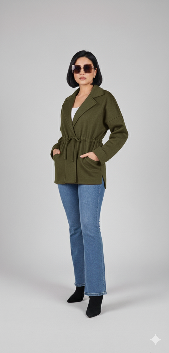 WOOL JACKET WITH ADJUSTABLE WAIST