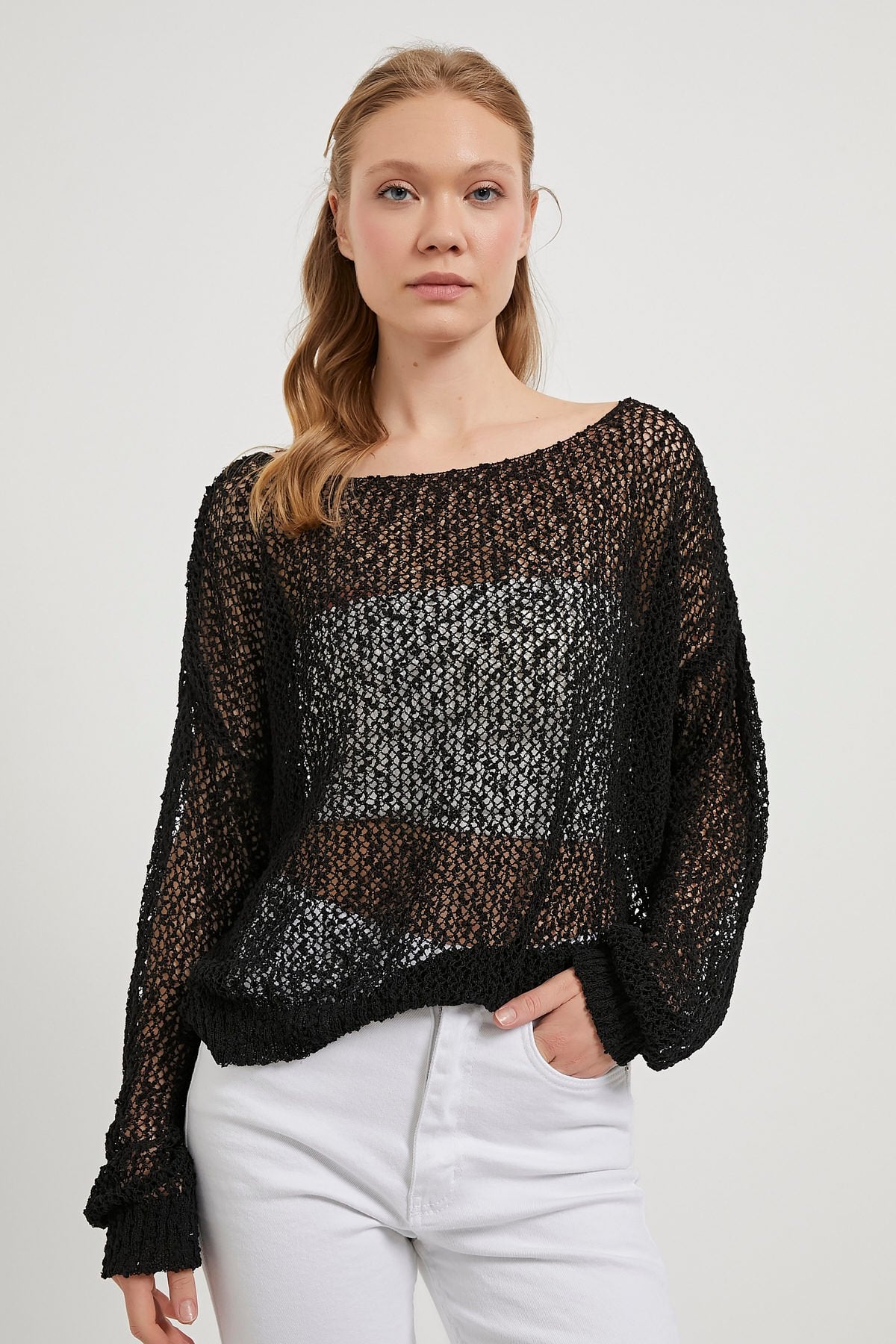 MESH KNIT OVERSIZED SWEATER – SUMMER BEACHWEAR TOP(Made in Turkey 🇹🇷)
