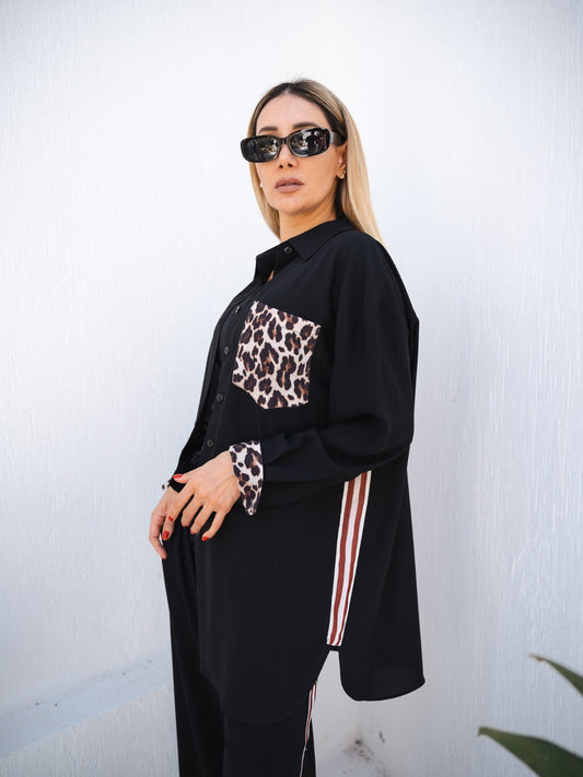 BLACK LEOPARD SHIRT