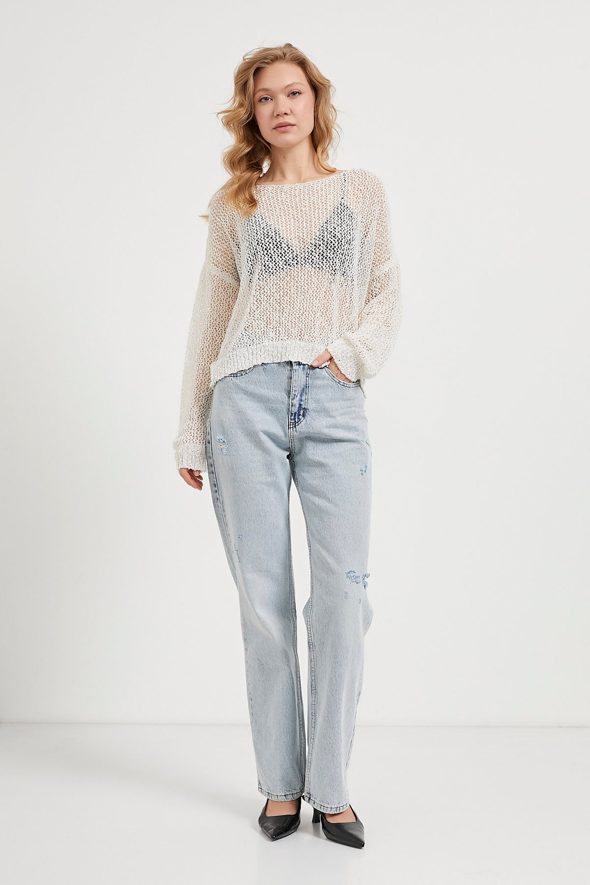 MESH KNIT OVERSIZED SWEATER – SUMMER BEACHWEAR TOP(Made in Turkey 🇹🇷)