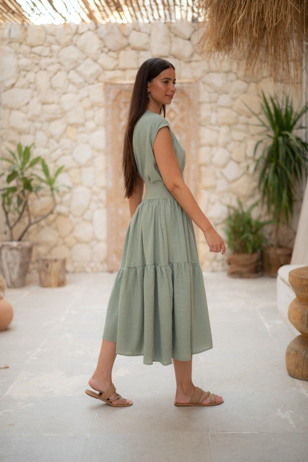 Dress SAGE BREEZE TIERED MIDI DRESS