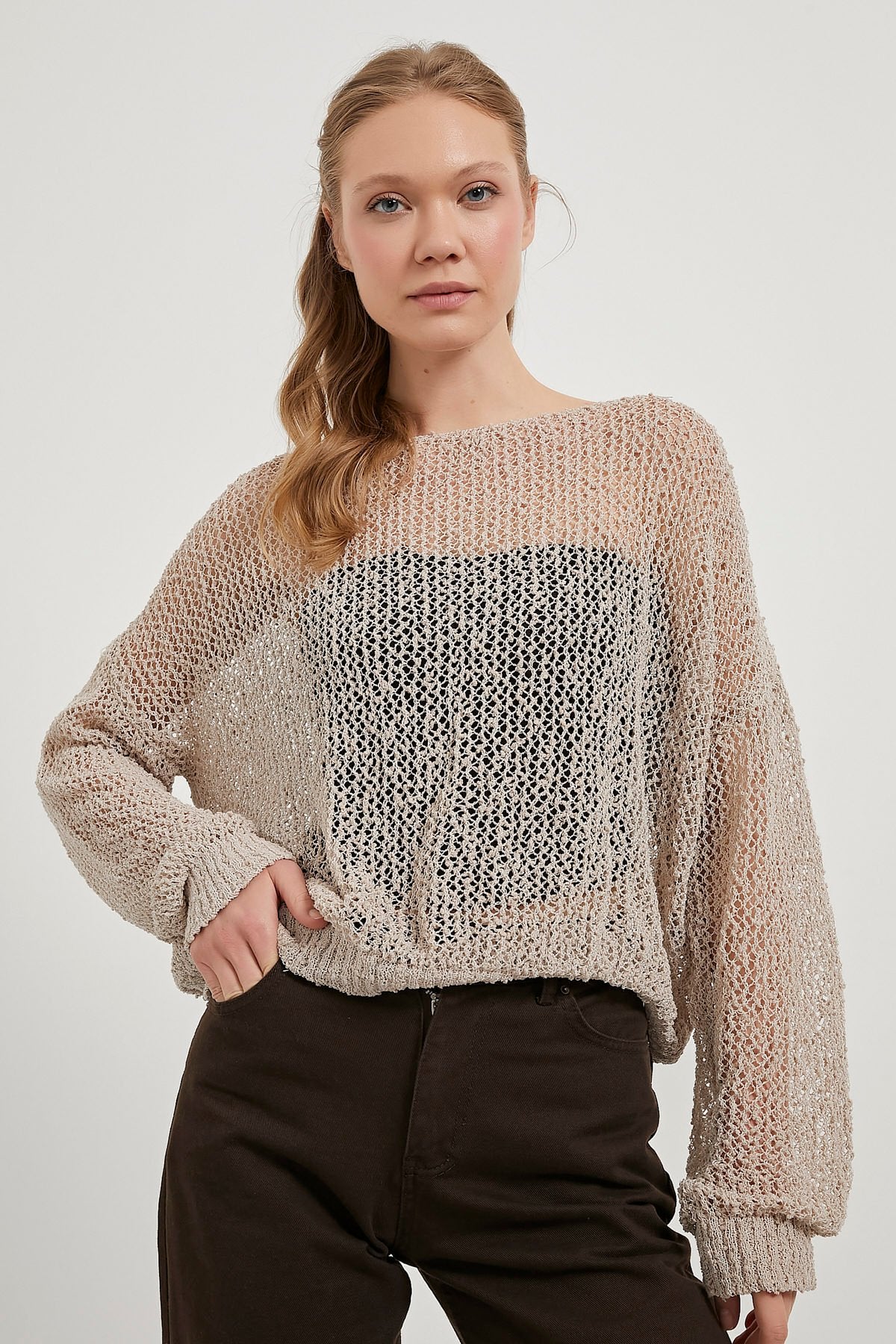 MESH KNIT OVERSIZED SWEATER – SUMMER BEACHWEAR TOP(Made in Turkey 🇹🇷)