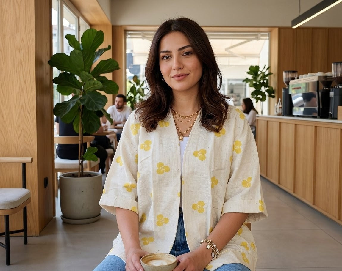 YELLOW FLOWERS KIMONO