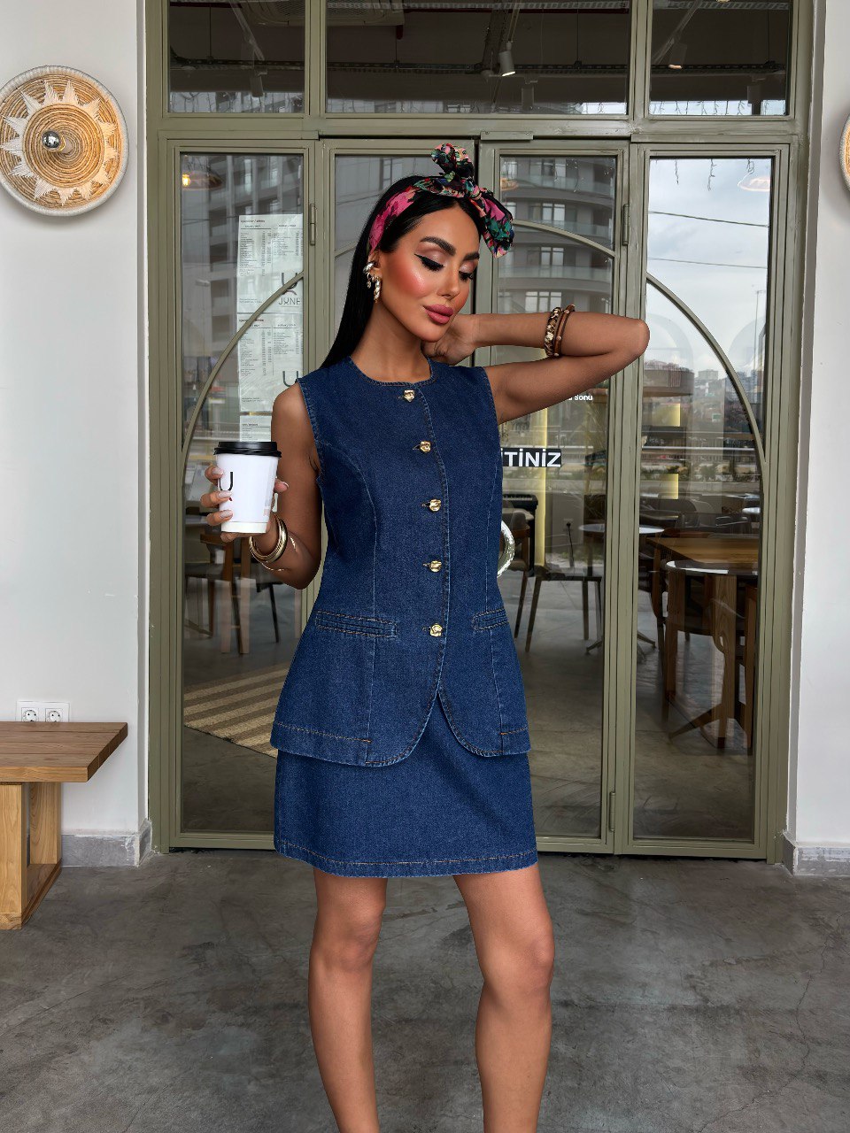 SLEEVELESS DENIM VEST AND MINI SKIRT (Made in Turkey 🇹🇷)
