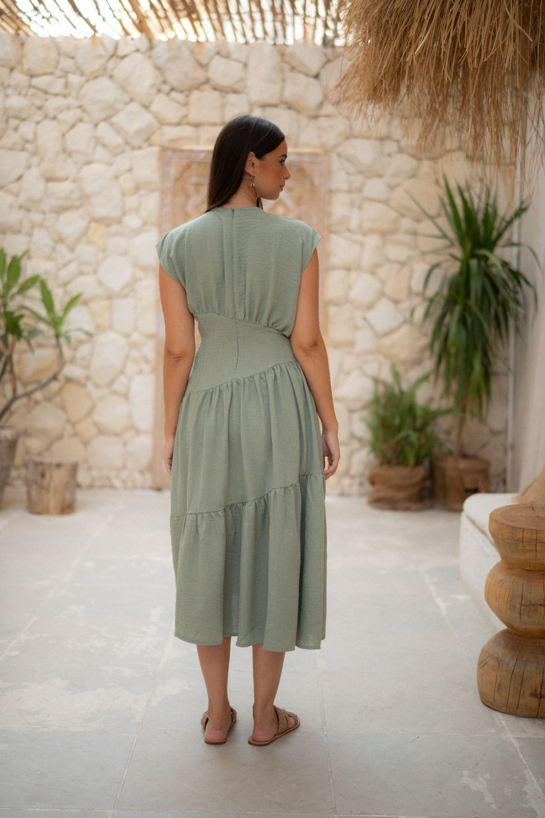 Dress SAGE BREEZE TIERED MIDI DRESS