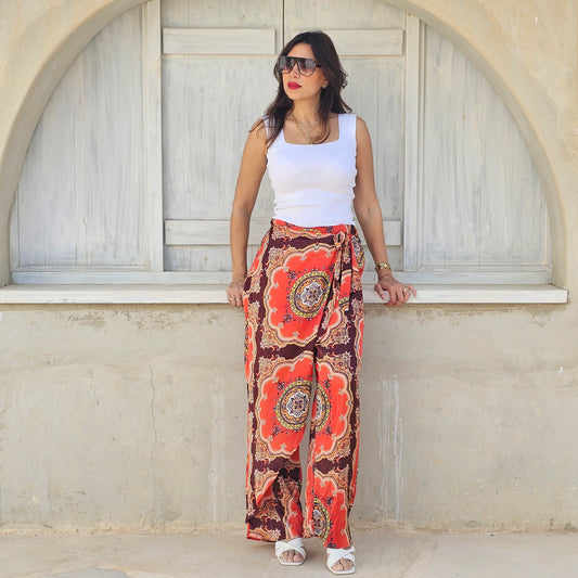 SATIN SKIRT OVERLAY PANTS