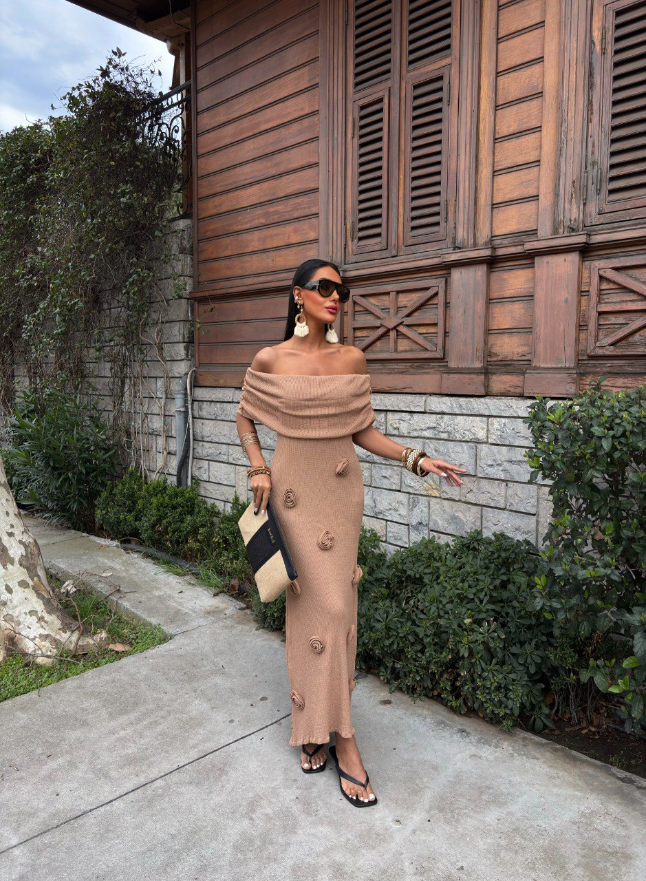 DESERT BLOOM OFF-SHOULDER SHOULDER DRESS(Made in Turkey 🇹🇷)