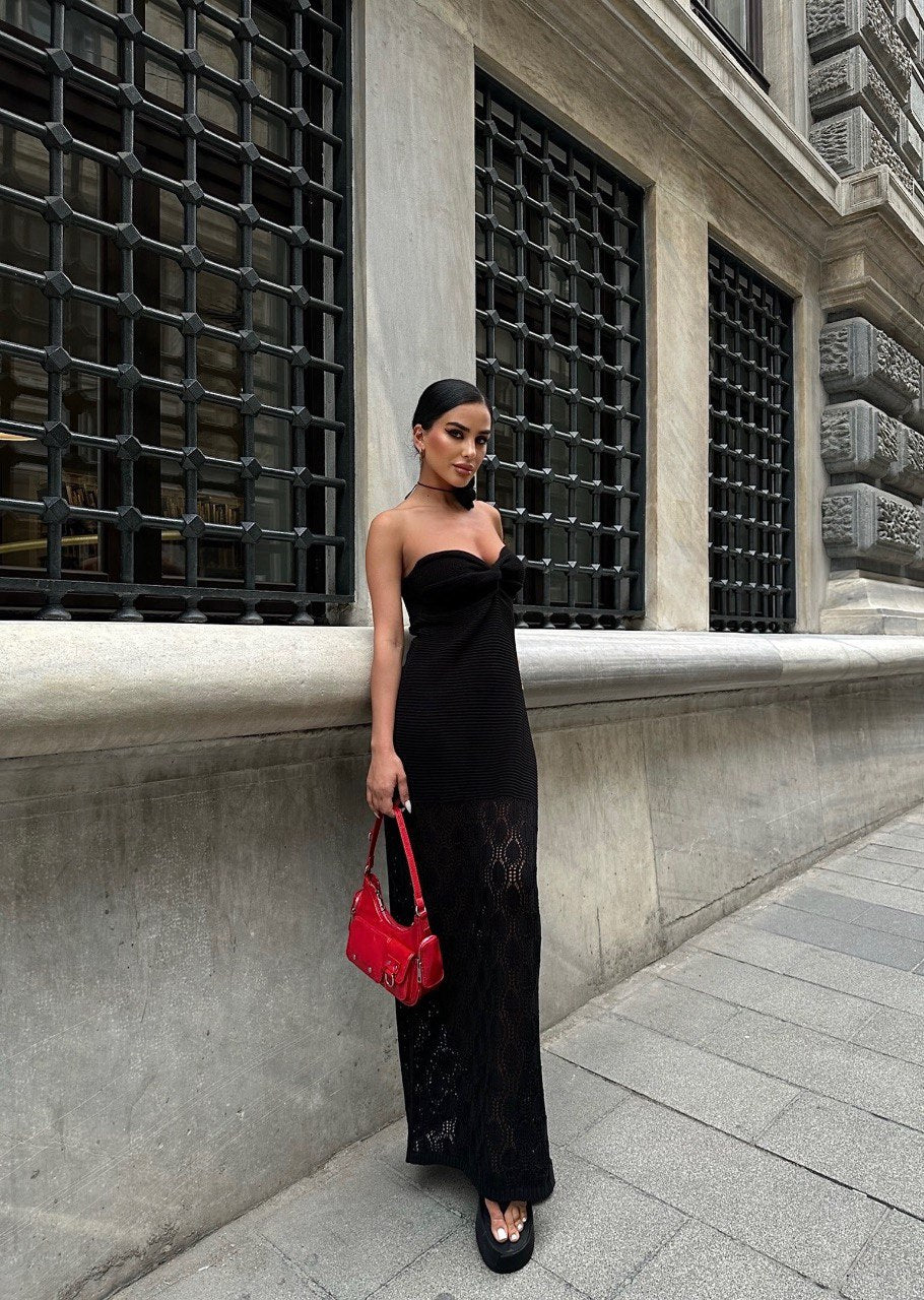STRAPLESS KNIT TUBE MAXI DRESS (Made in Turkey 🇹🇷)