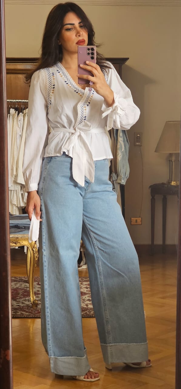 SERMA EMBROIDERY WHITE BLOUSE