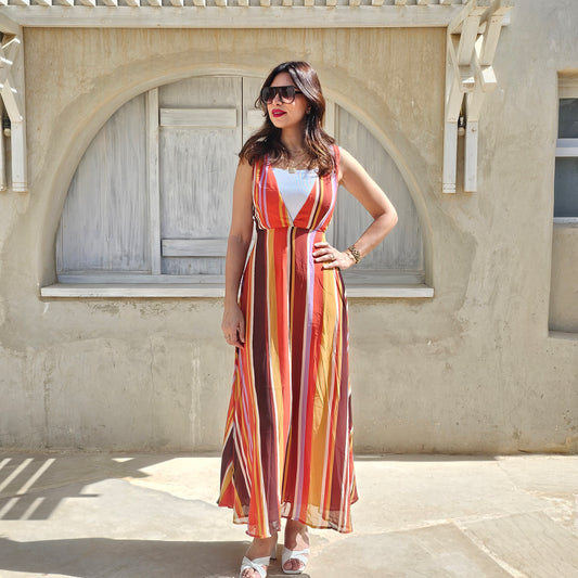 STRIPES CHIFFON DRESS