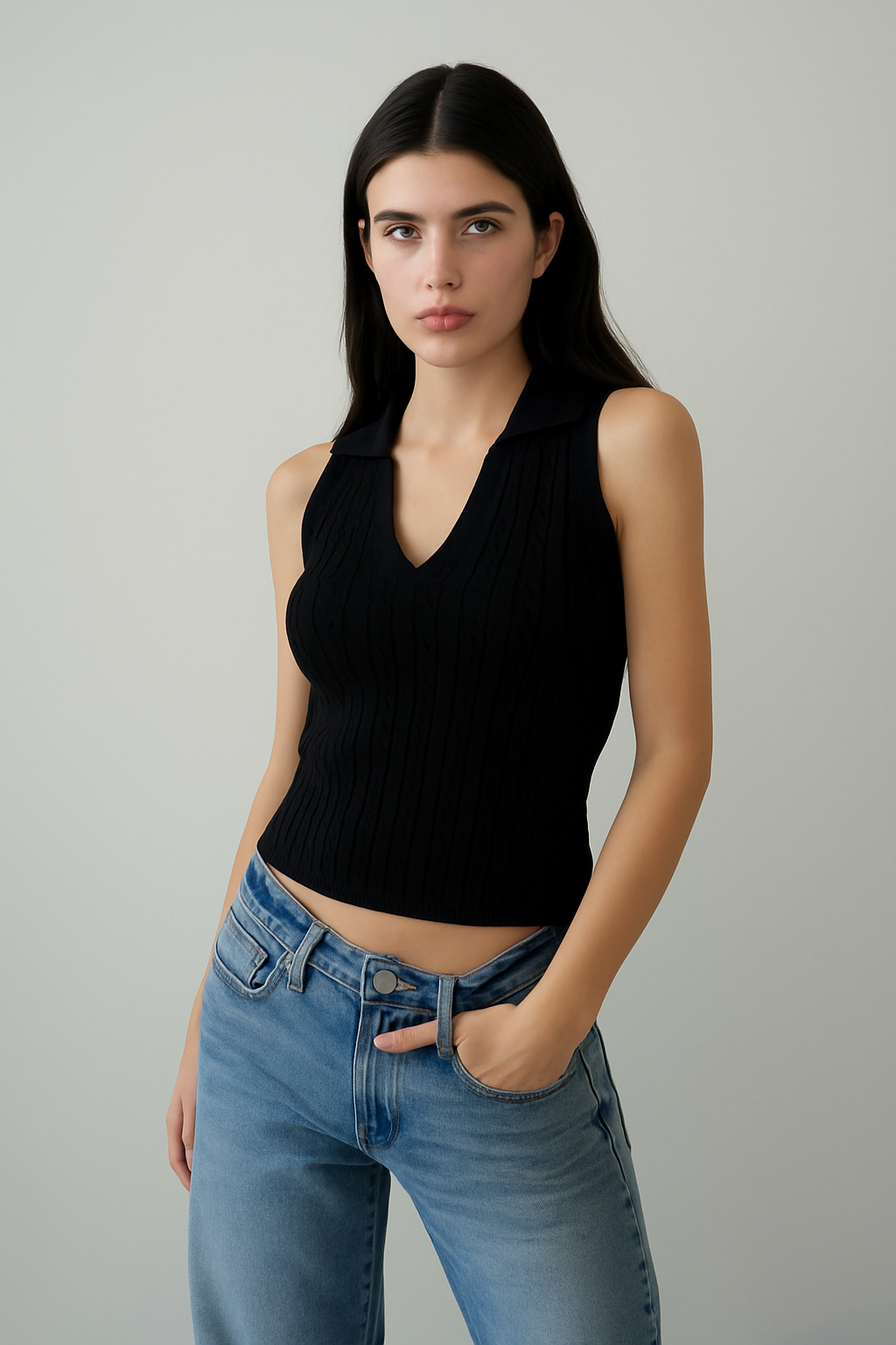SLEEVELESS POLO TOP (Made in Turkey 🇹🇷 )