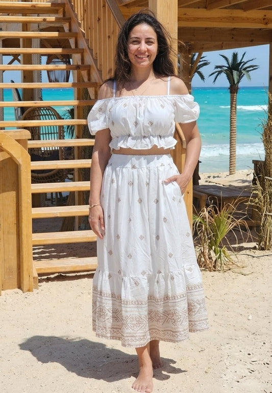 BEIGE & WHITE 2 PIECES SET