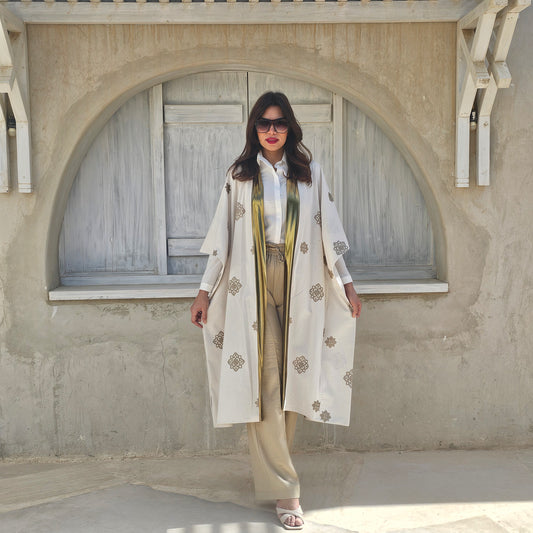 GOLDEN PATTRENED AND BORDERS KIMONO