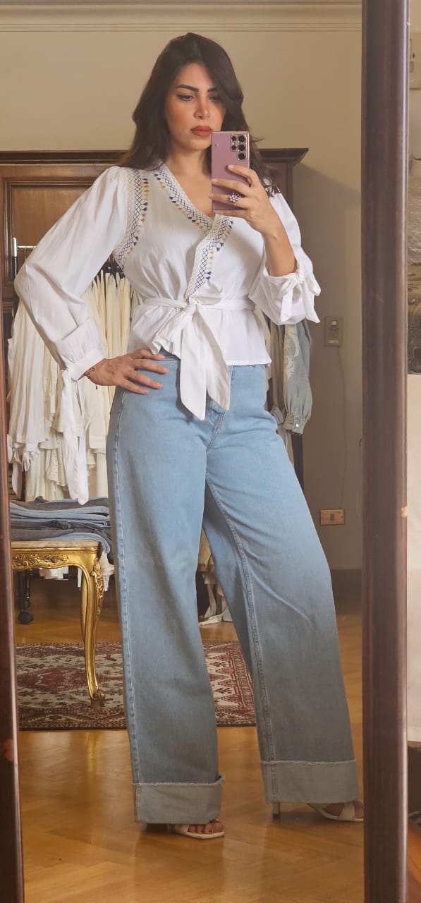 SERMA EMBROIDERY WHITE BLOUSE